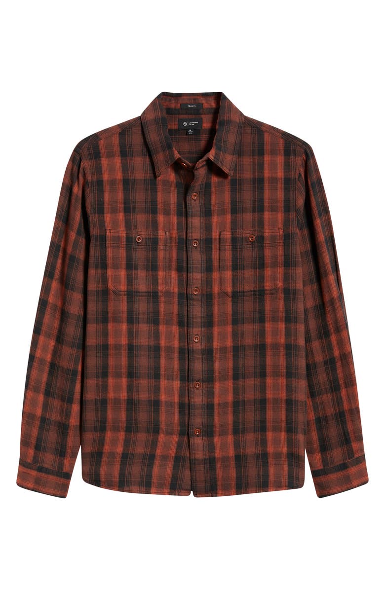 AG Mason Plaid Flannel Button-Up Shirt, Alternate, color, Burgundy Multi