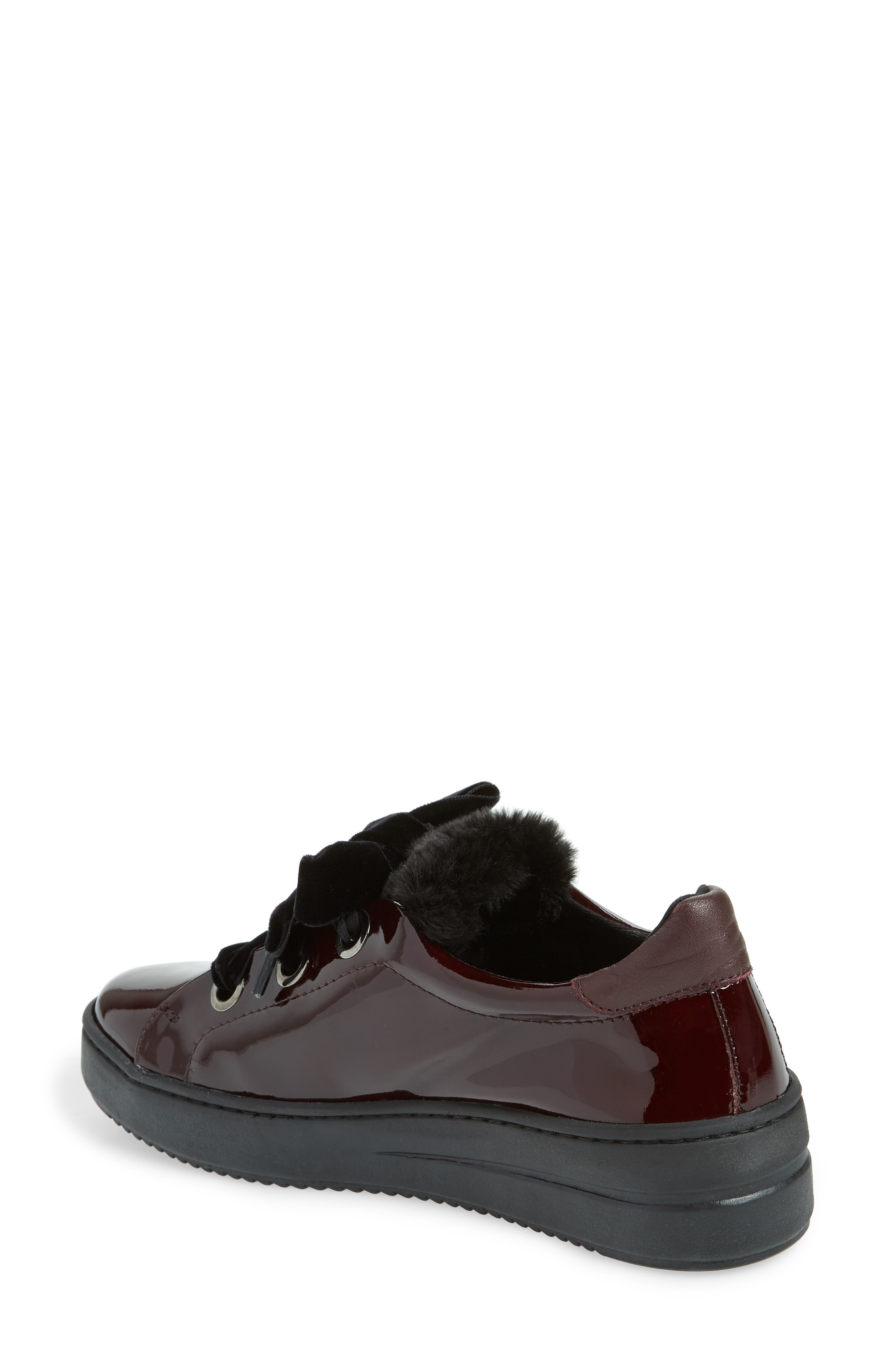 Groove Faux-Shearling Trim Sneaker, Alternate, color, RED LEATHER
