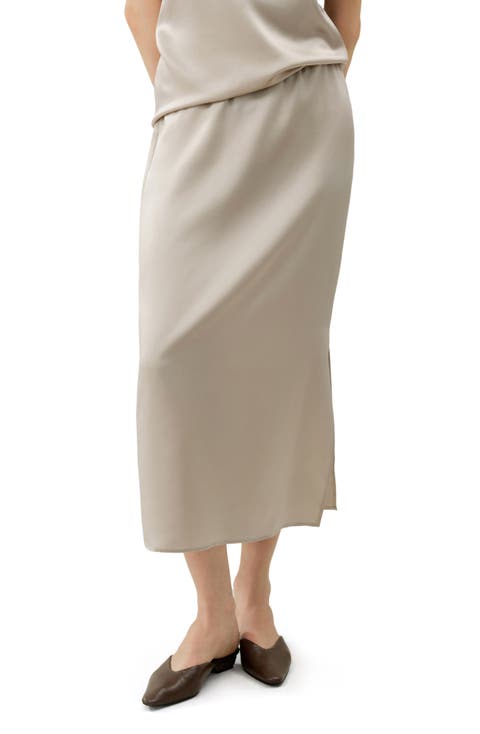Washable Silk Charmeuse Pull-on Skirt