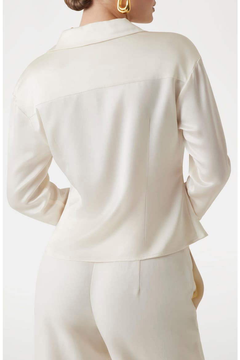 Linda Satin Polo Top, Alternate, color, IVORY