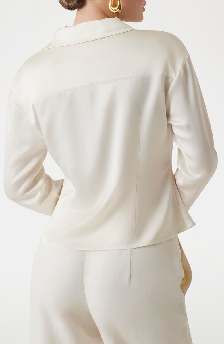 Marciano Linda Satin Polo Top, Alternate, color, Ivory