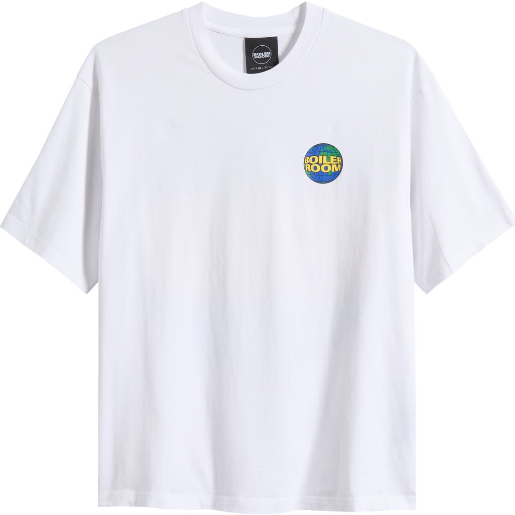 Boiler Room Globe Logo Graphic T-shirt In White