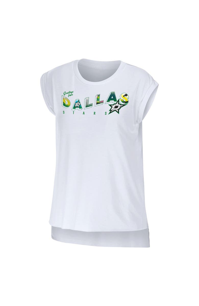 WEAR by Erin Andrews Women's WEAR by Erin Andrews White Dallas Stars Greetings From Muscle T-Shirt, Alternate, color, White