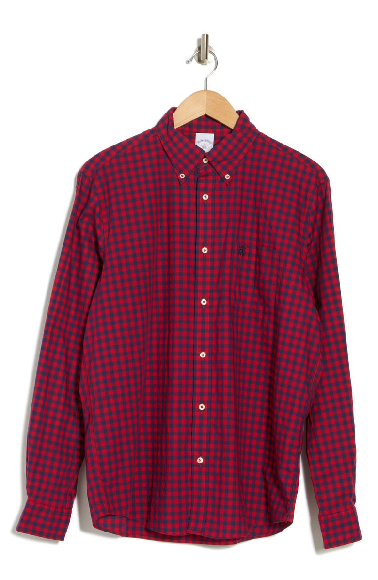 Brooks Brothers Regular Fit Gingham Cotton Button-Up Shirt, Alternate, color, 