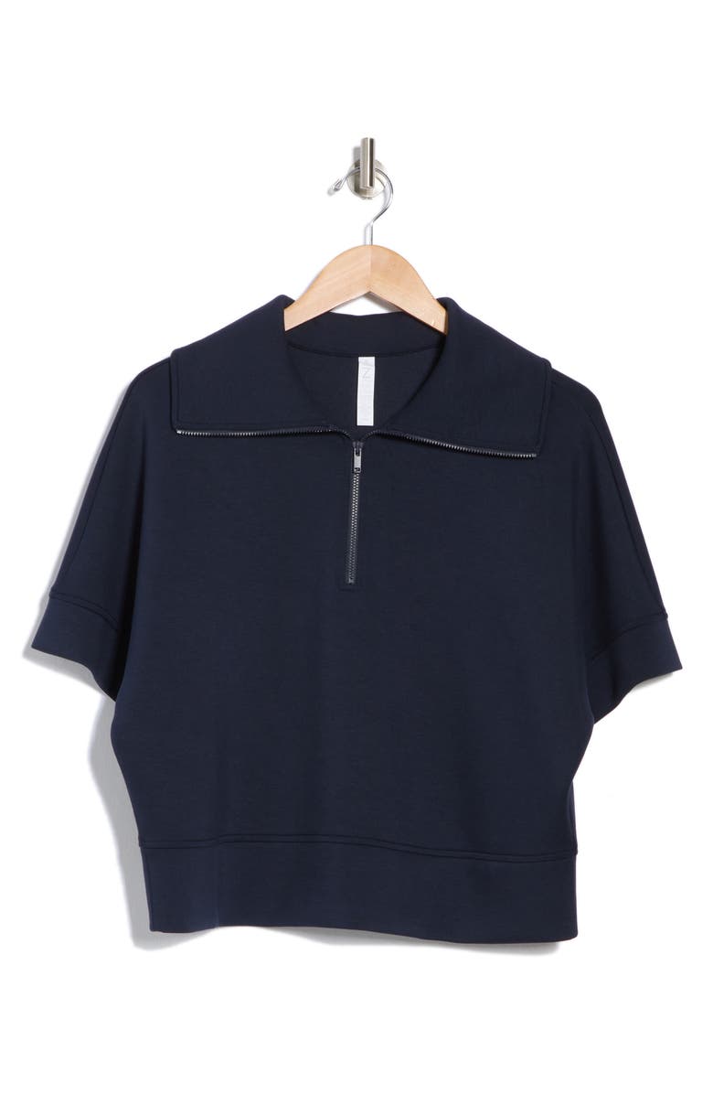 Whisper Quarter Zip Scuba Knit Top