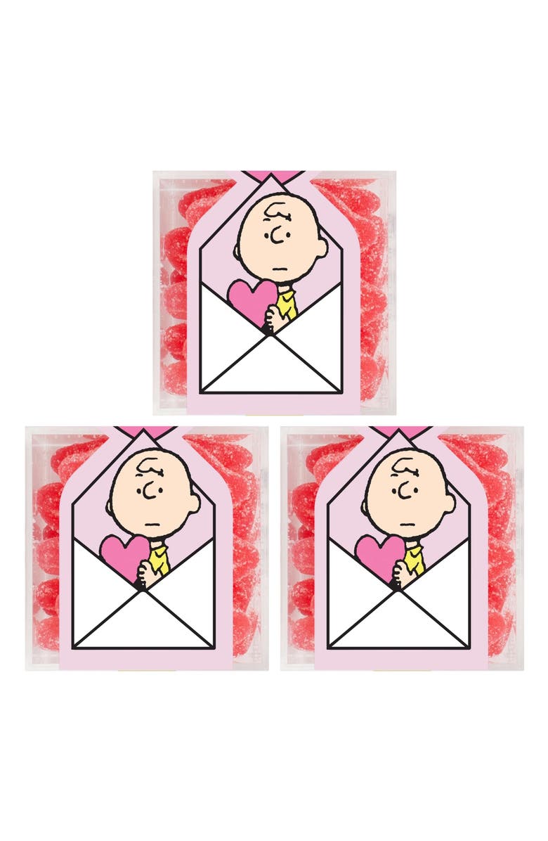 sugarfina x Peanuts<sup>™</sup> Charlie Brown Set of 3 Sugar Lips Candy Cubes, Main, color, 