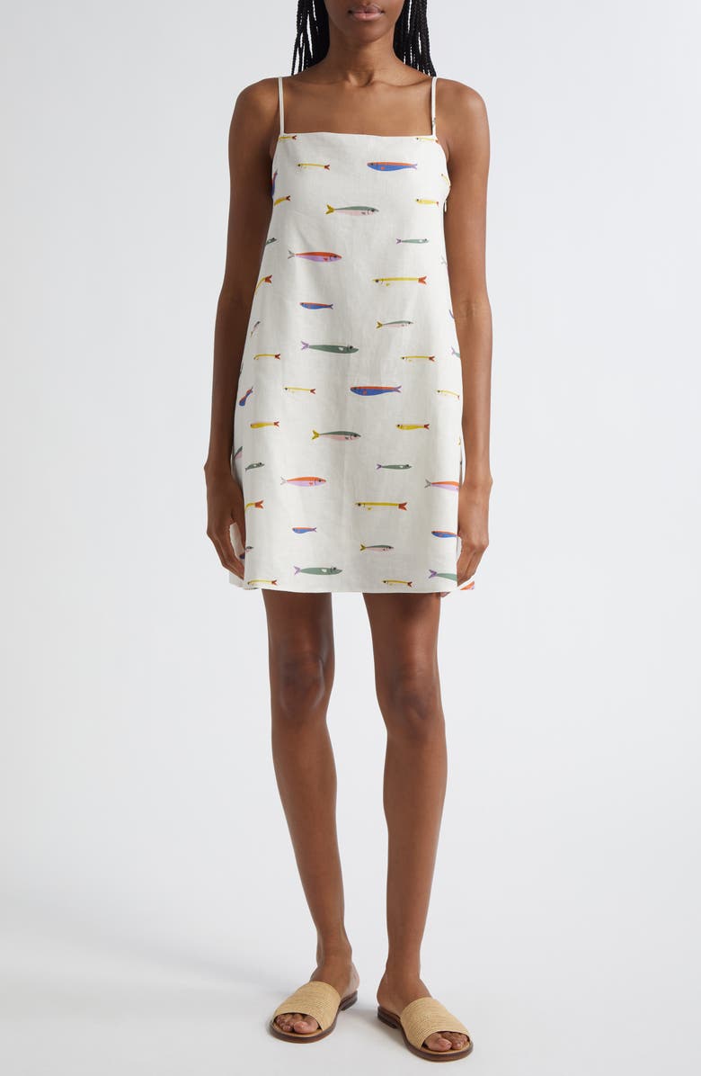 STAUD Laura Linen Minidress, Main, color,