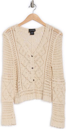 Crochet Stitch Button Front Cardigan