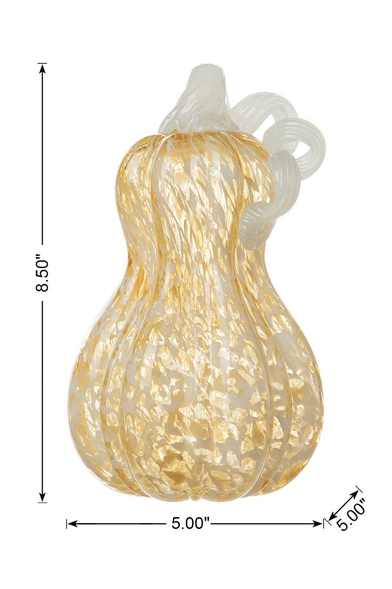 Fall Patterned Glass Gourd Pumpkins, Alternate, color, Yellow