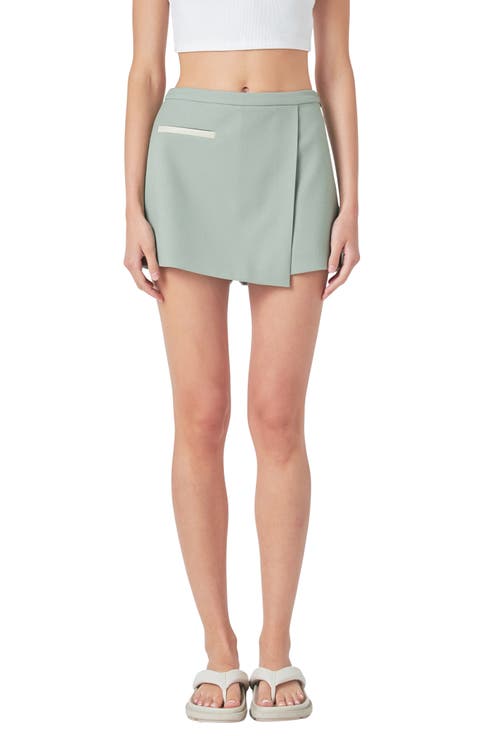 Asymmetric High Waist Wrap Miniskort