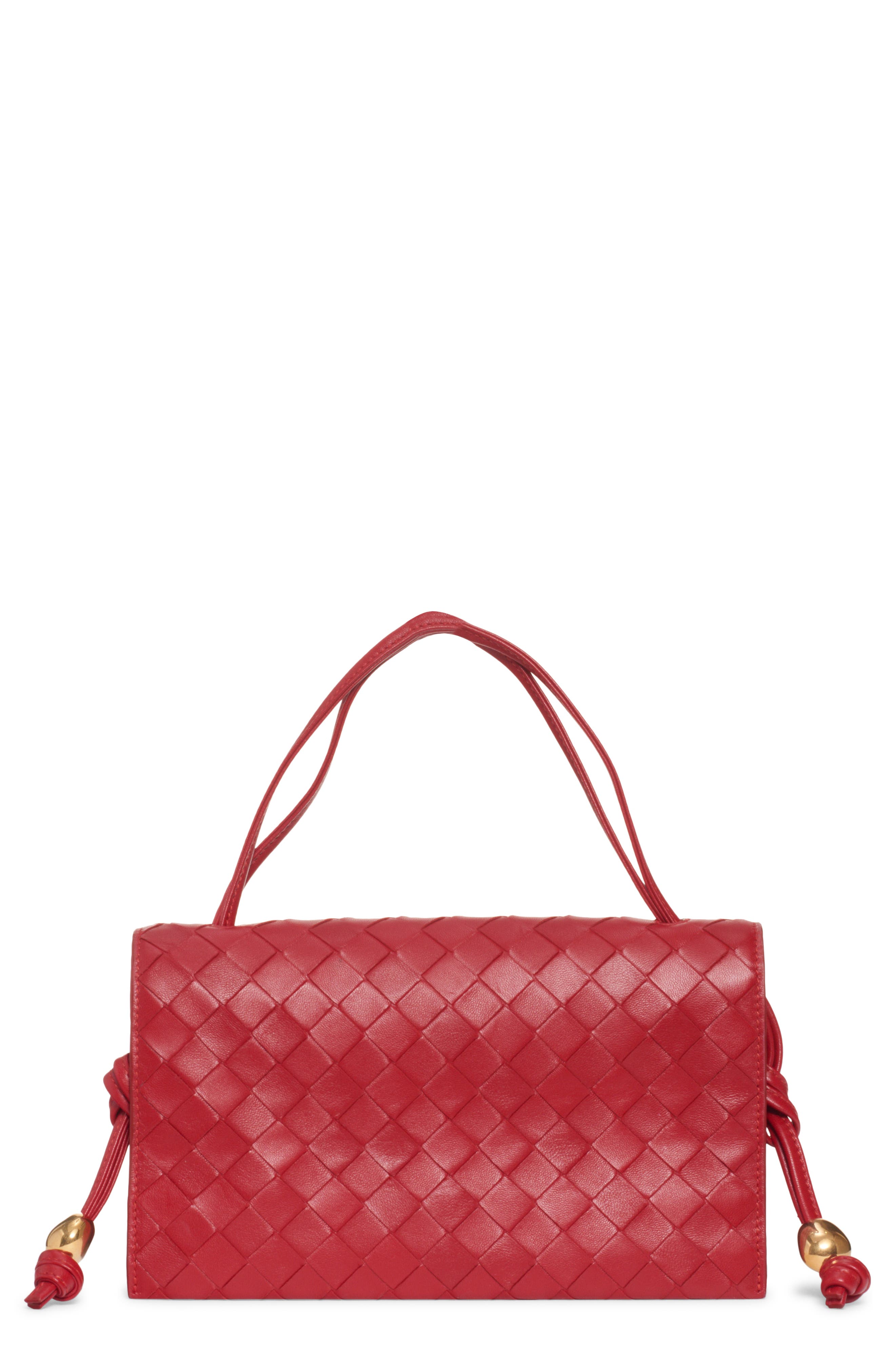 Trio Pouch Intrecciato Leather Shoulder Bag, Main, color, APPLE CANDY-GOLD