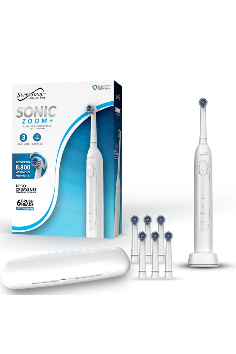 Sonic Zoom+ Wireless Rechargeable Toothbrush in White, Alternate, color, White
