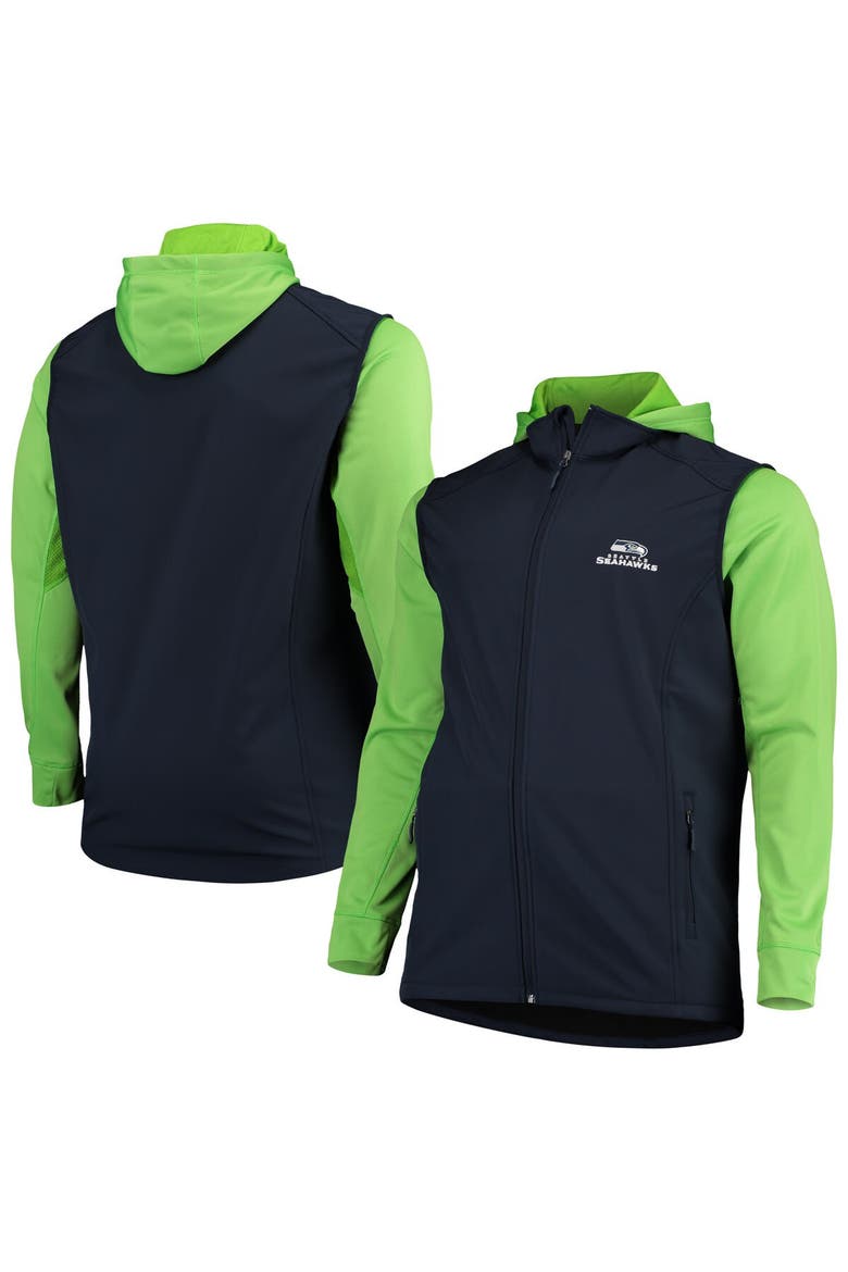 Men's Dunbrooke College Navy/Neon Green Seattle Seahawks Big & Tall Alpha Full-Zip Hoodie Jacket, Main, color, Navy