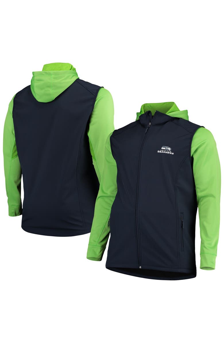 DUNBROOKE Men's Dunbrooke College Navy/Neon Green Seattle Seahawks Big & Tall Alpha Full-Zip Hoodie Jacket, Main, color, Navy