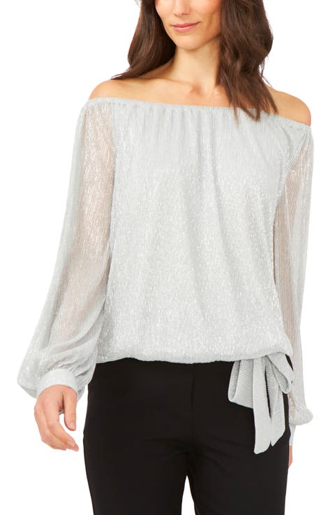 Off the Shoulder Balloon Sleeve Top