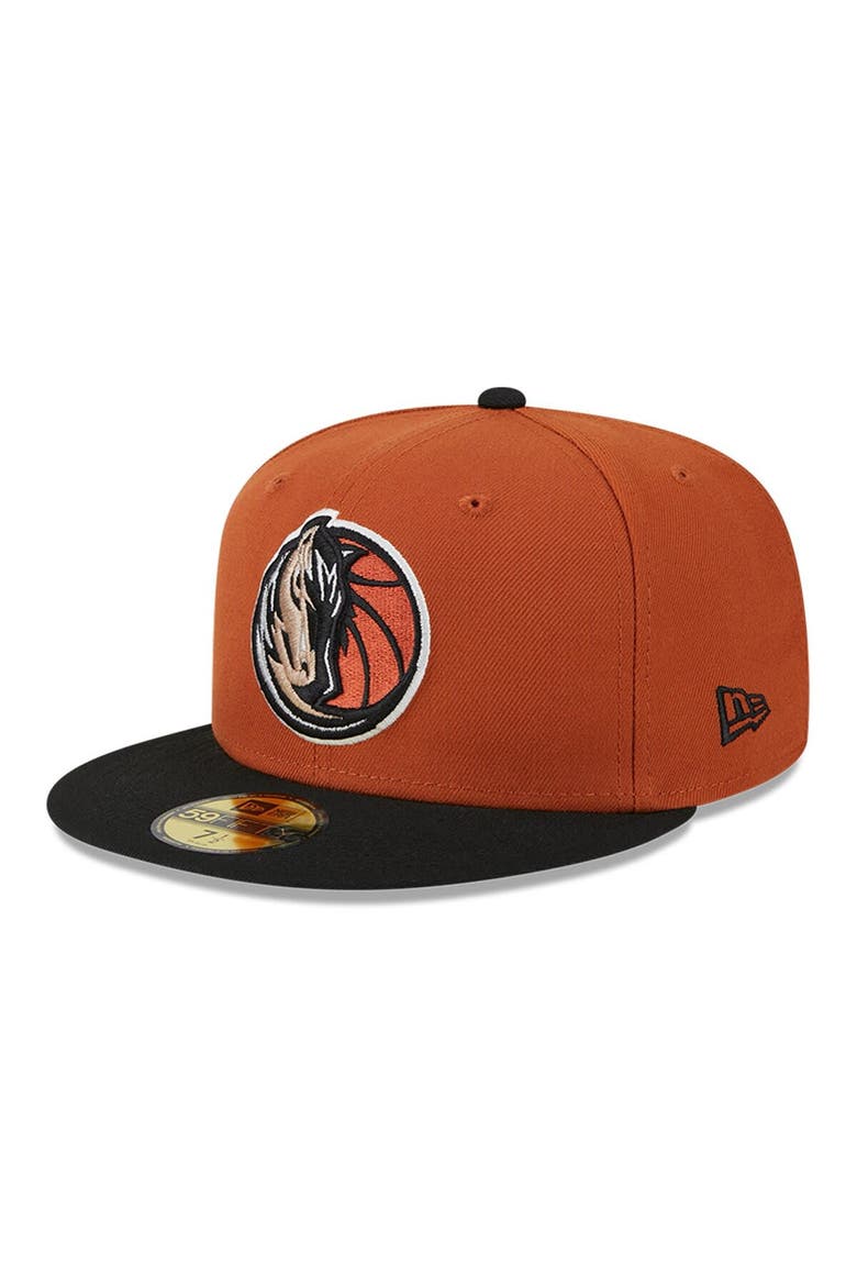 Men's New Era Rust/Black Dallas Mavericks Two-Tone 59FIFTY Fitted Hat, Alternate, color, Burnt Orange