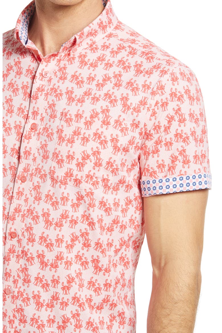 XC4 Non-Iron Lobster Short Sleeve Button-Up Shirt, Alternate, color, CORAL