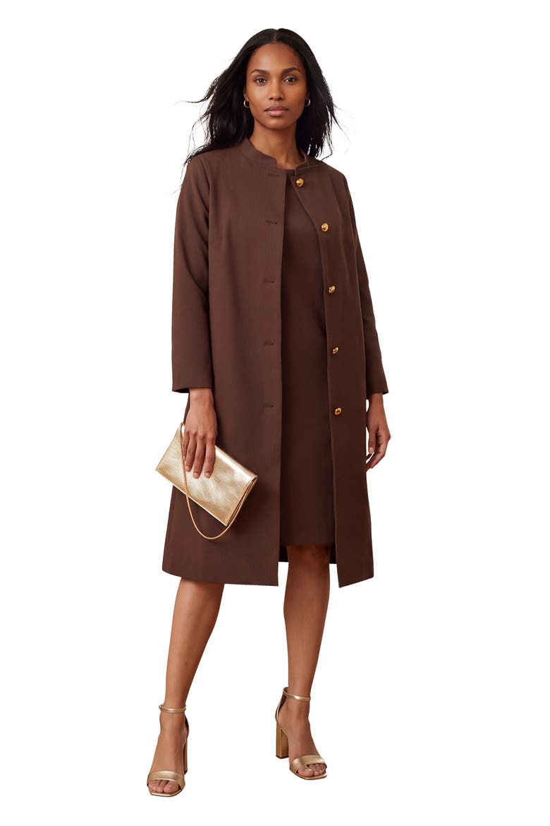 Swing Jacket Dress, Main, color, RICH BROWN