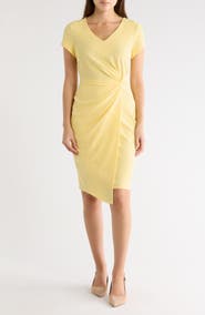 Connected Apparel Twist Detail Asymmetric Hem Dress