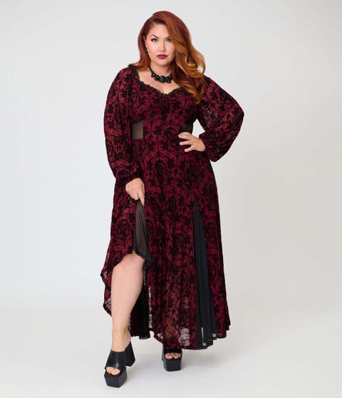 Plus Size Sheer Spiderweb Godet Maxi Dress