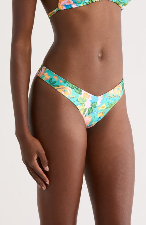 Kulani Kinis Y-cut Cheeky Bikini Bottoms In Multi