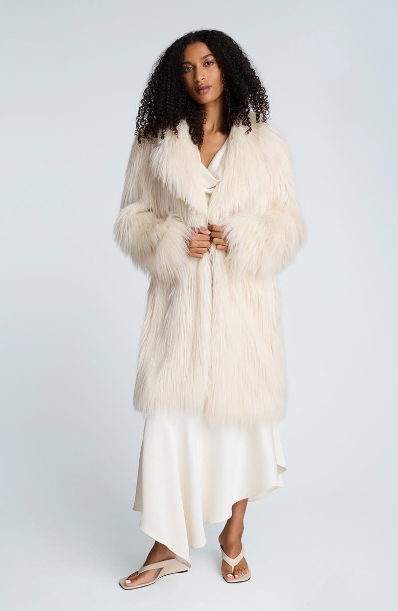 Kenneth Cole Faux Fur Coat, Alternate, color, Oyster