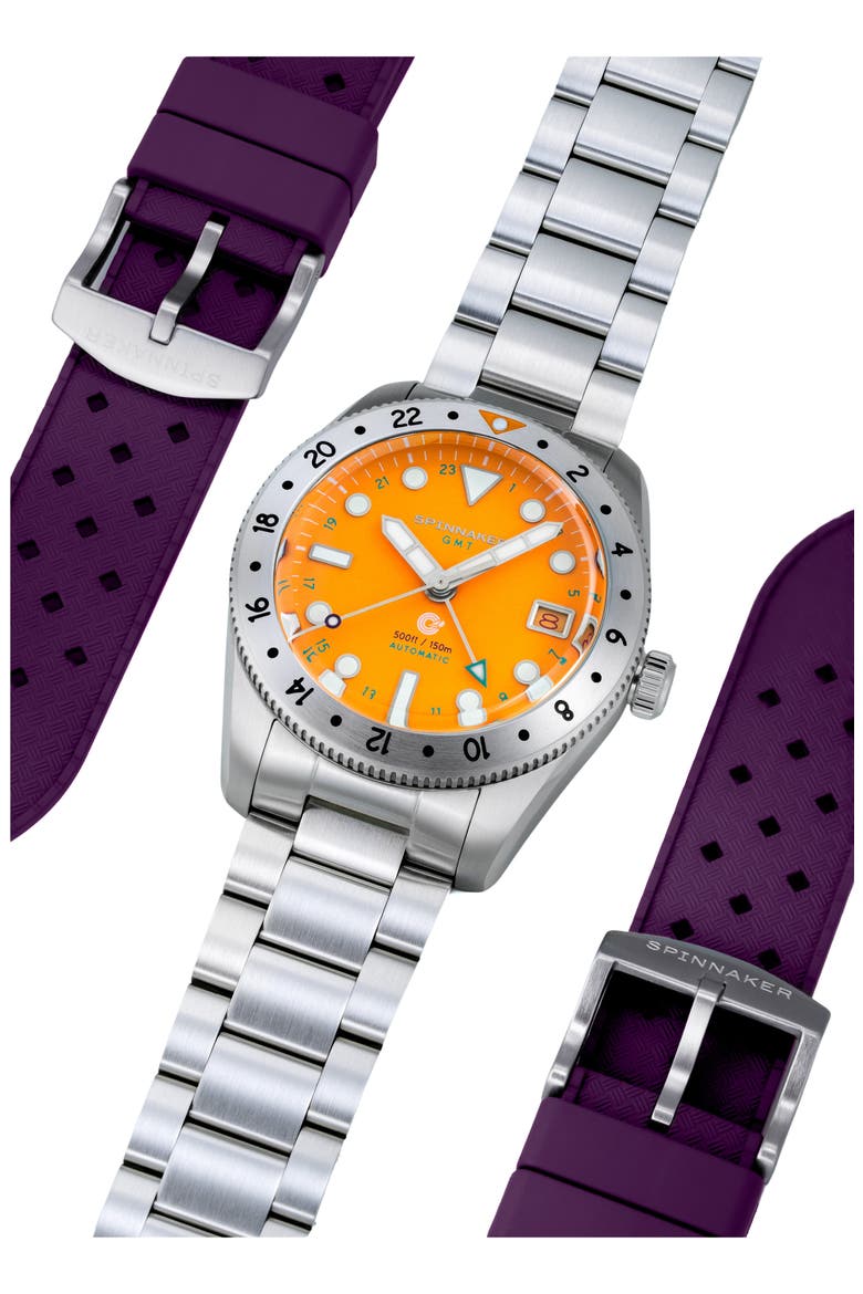 Croft GMT Automatic Bracelet & Rubber Strap Watch, 39mm, Alternate, color, YELLOW