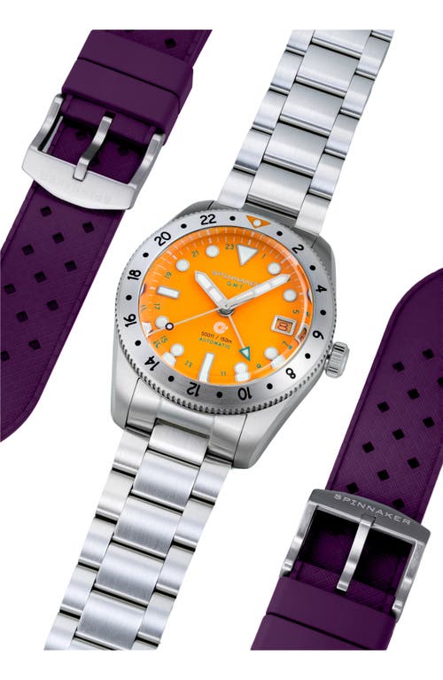 Spinnaker Croft Gmt Automatic Bracelet & Rubber Strap Watch, 39mm In Orange