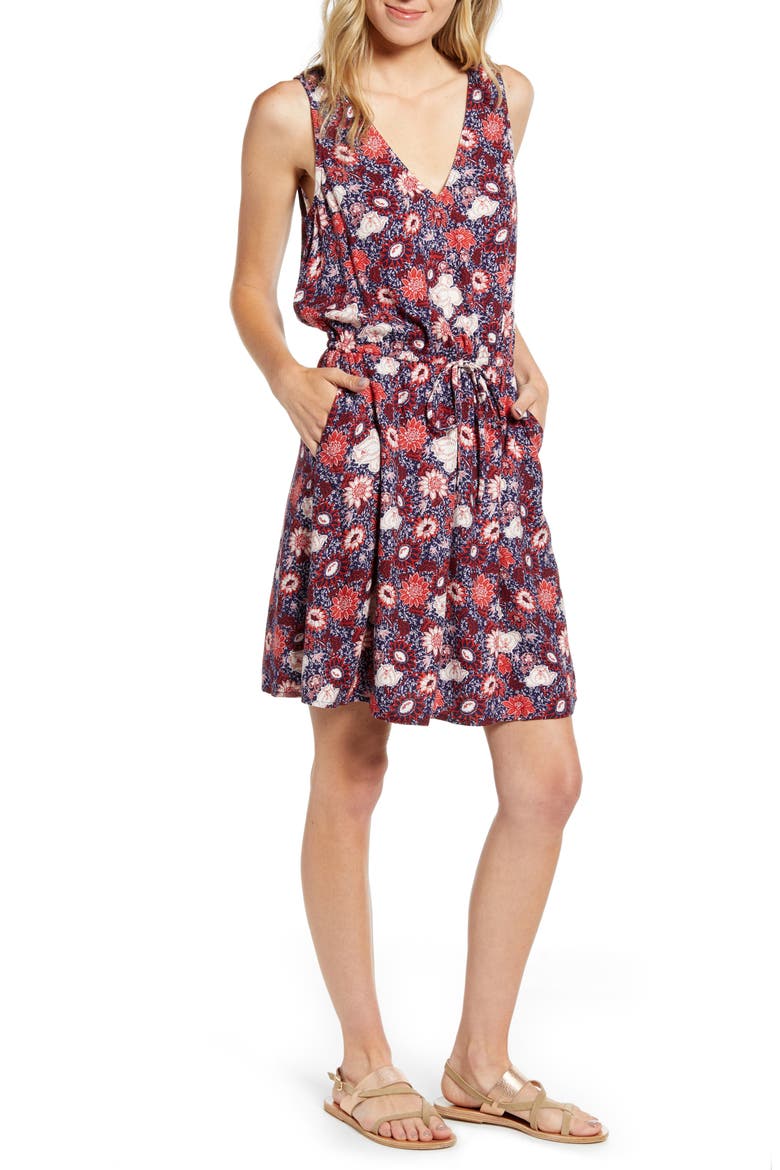 Sleeveless Popover Dress, Main, color, NAVY DUSK DENA FLORAL