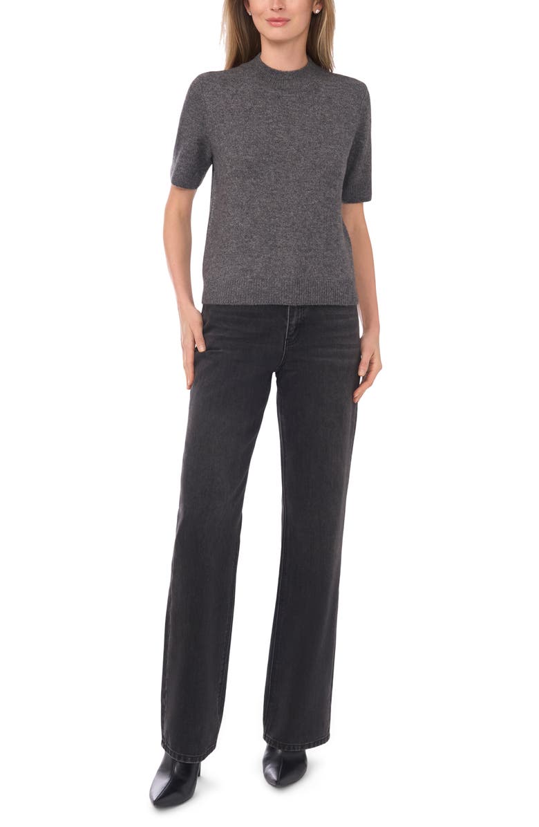 Ted Baker Mock Neck Short Sleeve Sweater, Alternate, color, Medium Heather Grey