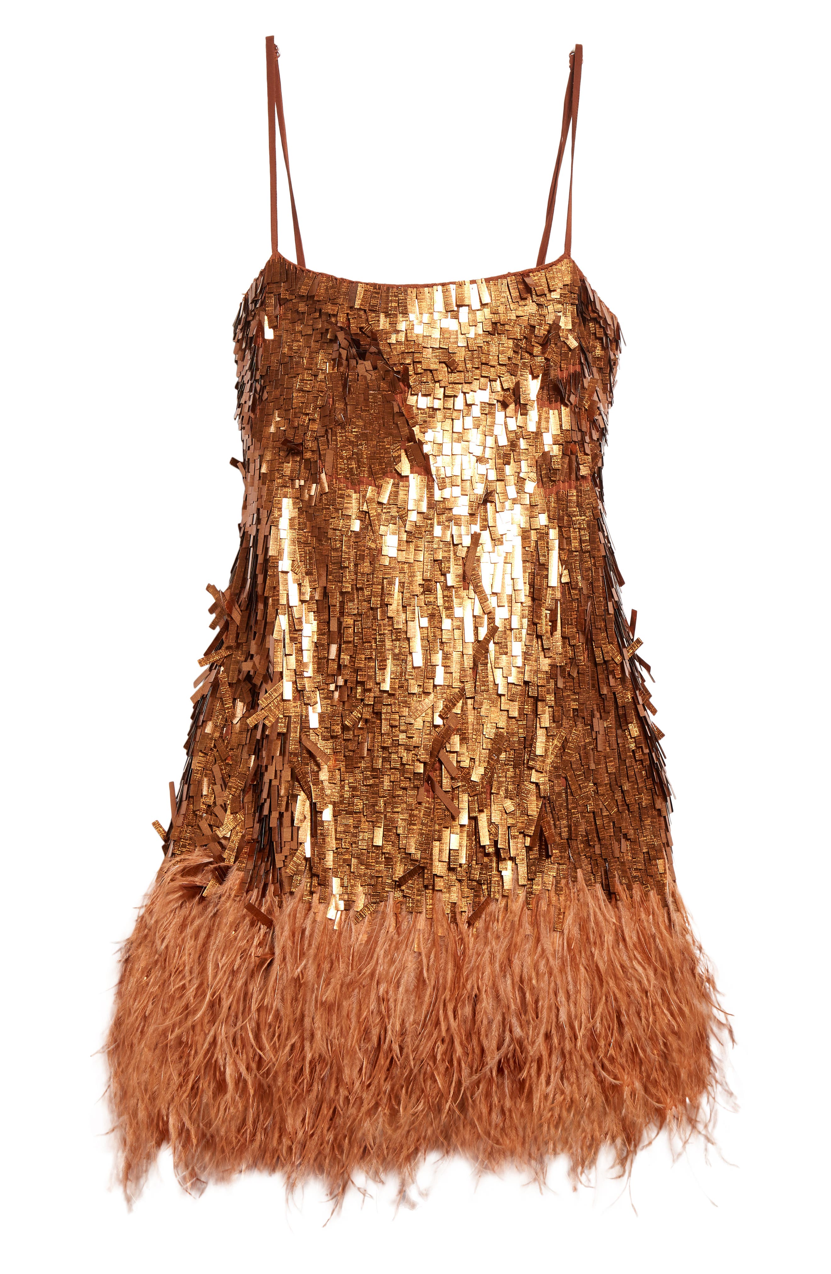 Johanna Ortiz Chemical Attraction Metallic Feather Trim Minidress ...
