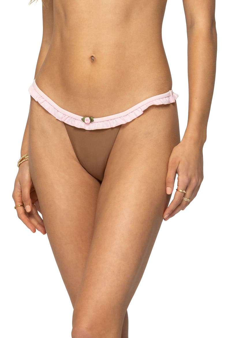 Kellie Ruffle Bikini Bottoms, Alternate, color, BROWN