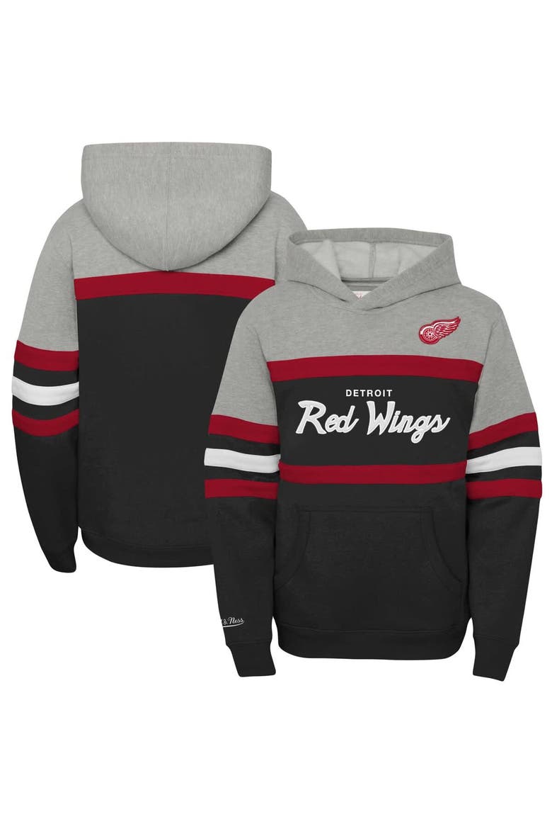 Youth Mitchell & Ness Red Detroit Red Wings Head Coach Pullover Hoodie, Main, color, Black