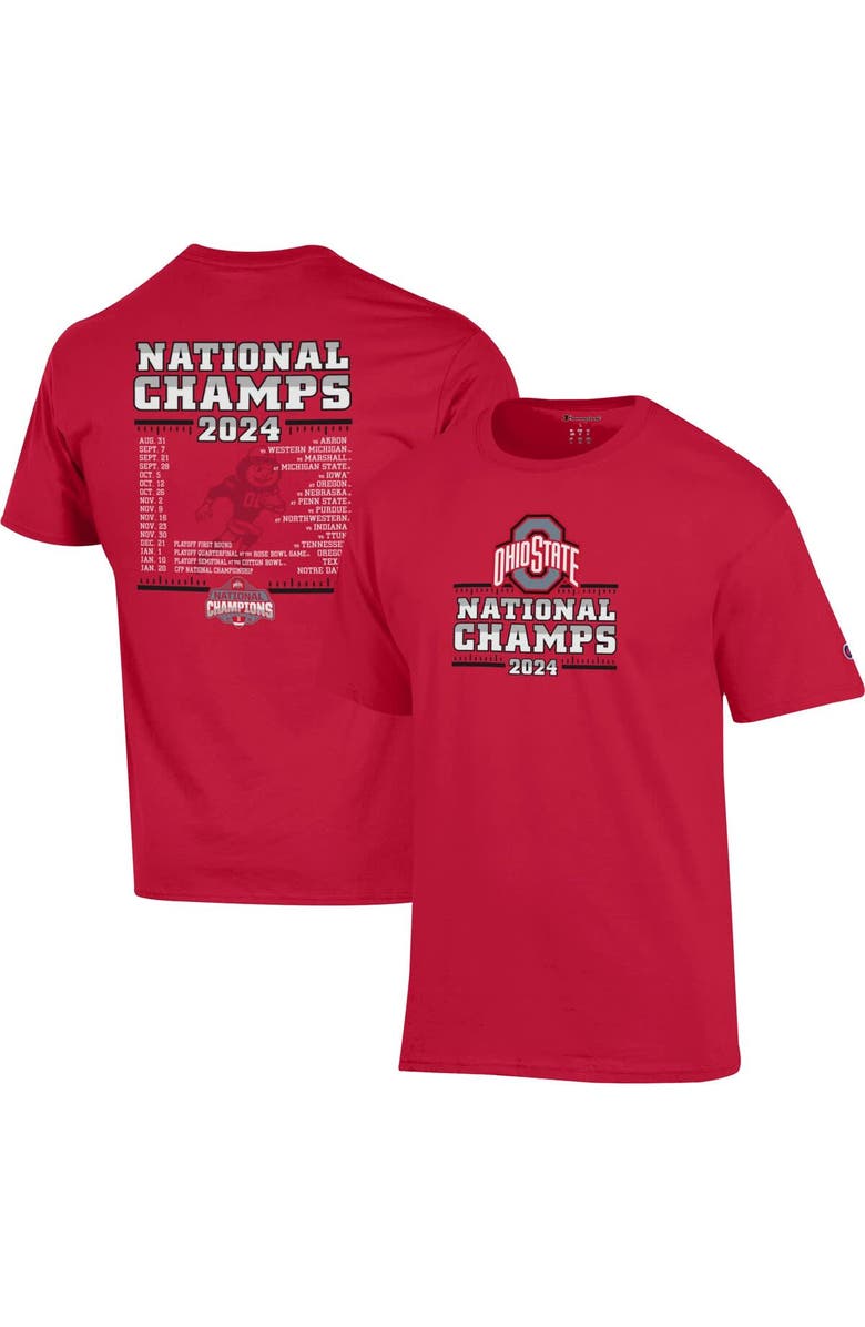 Champion Men's Champion Scarlet Ohio State Buckeyes College Football Playoff 2024 National Champions Schedule T-Shirt, Main, color, 