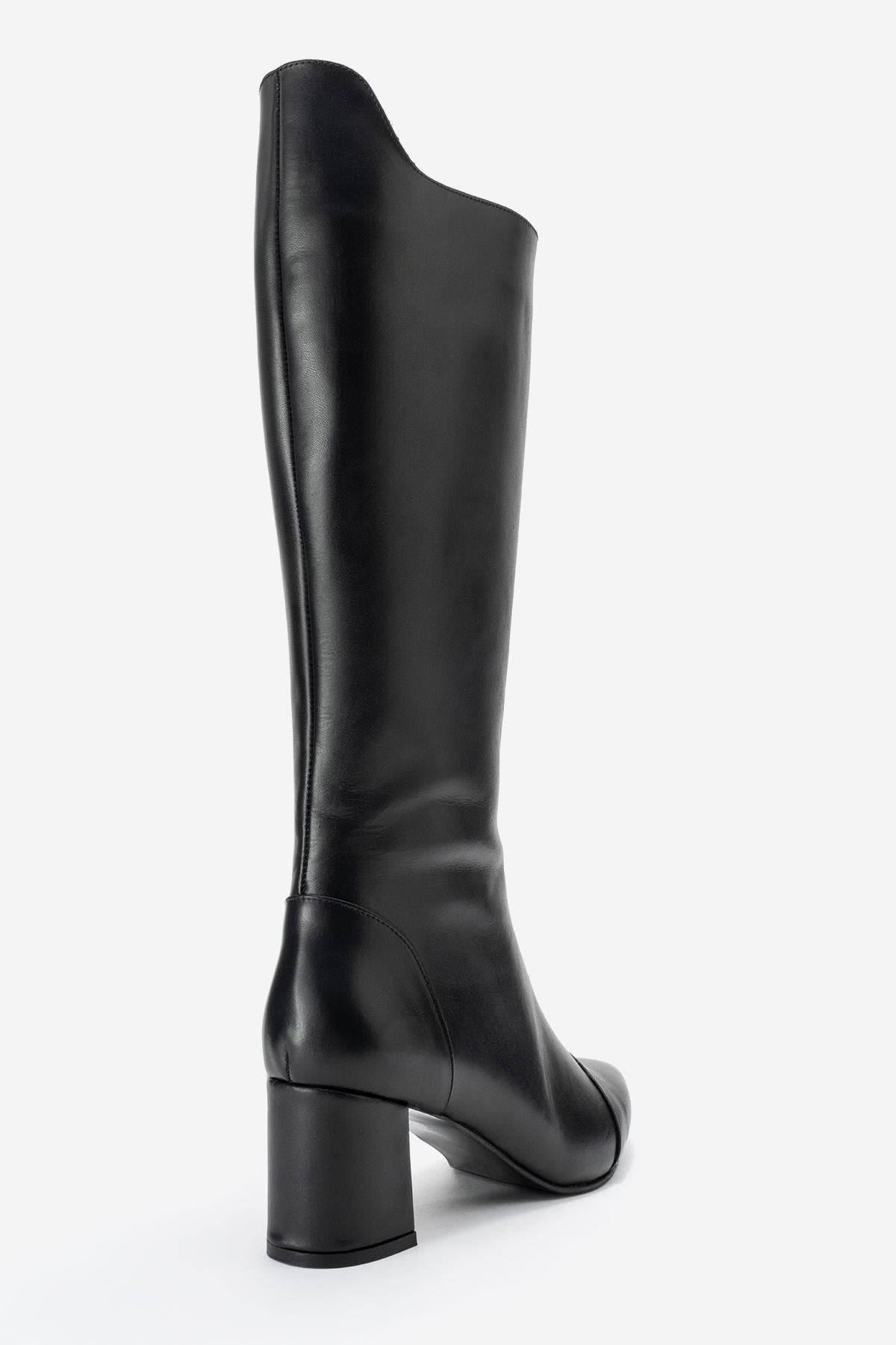 Forever 
Always Shoes Osmera Leather Block Heel Knee High Boot, Alternate, color, Black Leather