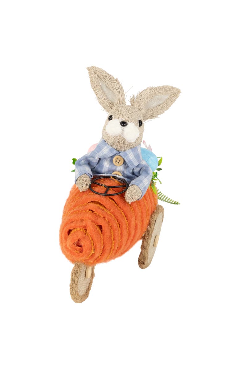Northlight Boy Bunny with Carrot Car Easter Decoration - 13", Main, color, Orange