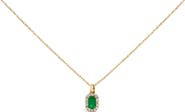 Haus of Brilliance Gold Emerald and Diamond Accent Halo Octagonal Pendant Necklace