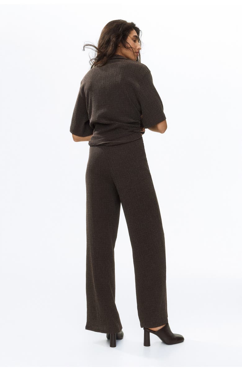 H&M Straight crinkled pants, Alternate, color, Dark Brown