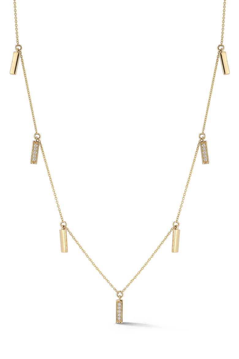 Sylvie Rose Diamond Bar Charm Necklace, Main, color, YELLOW GOLD