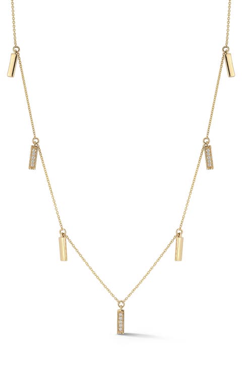 Sylvie Rose Diamond Bar Charm Necklace
