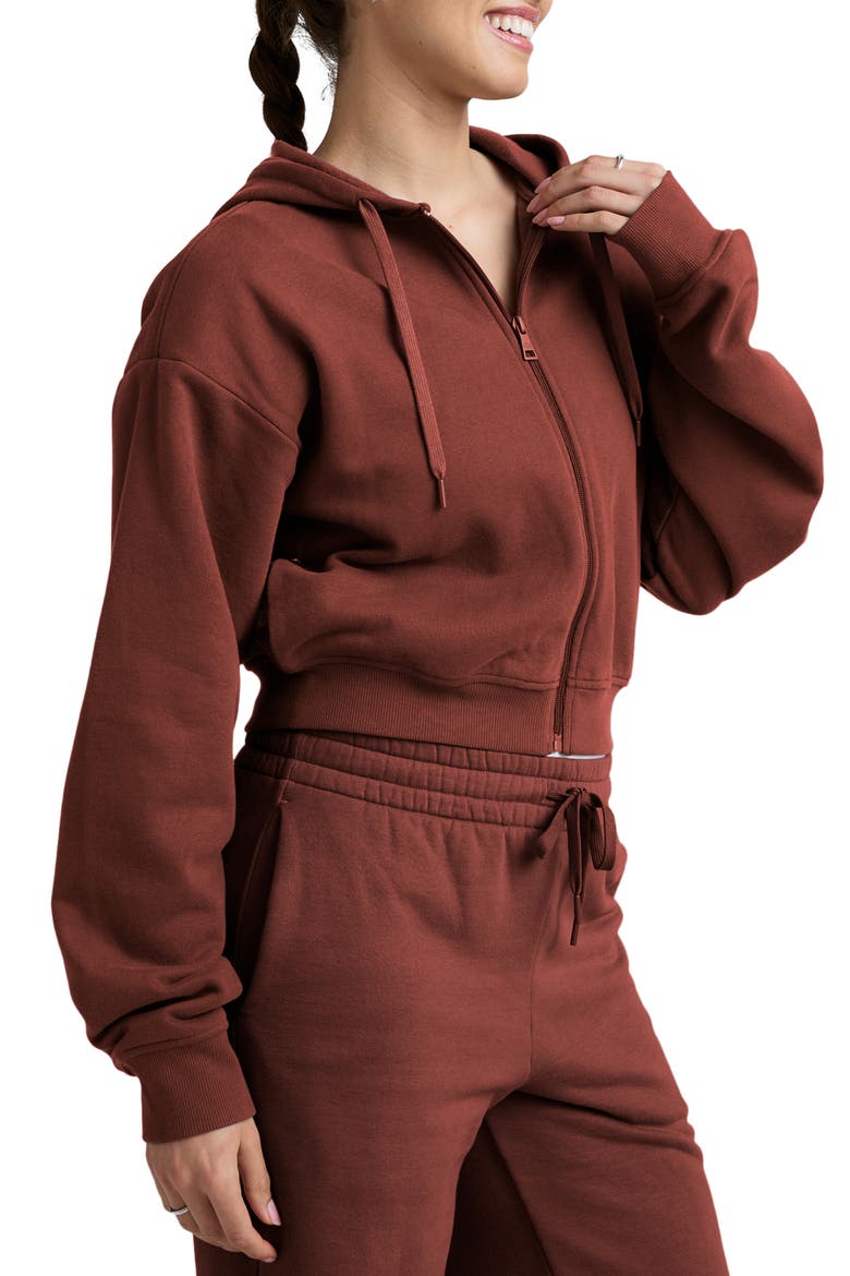 LuxeFleece Zip-Up Hoodie, Alternate, color, CINNAMON