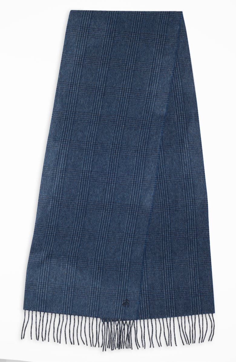 Brooks Brothers Wool & Cashmere Glen Plaid Scarf, Alternate, color, Navy