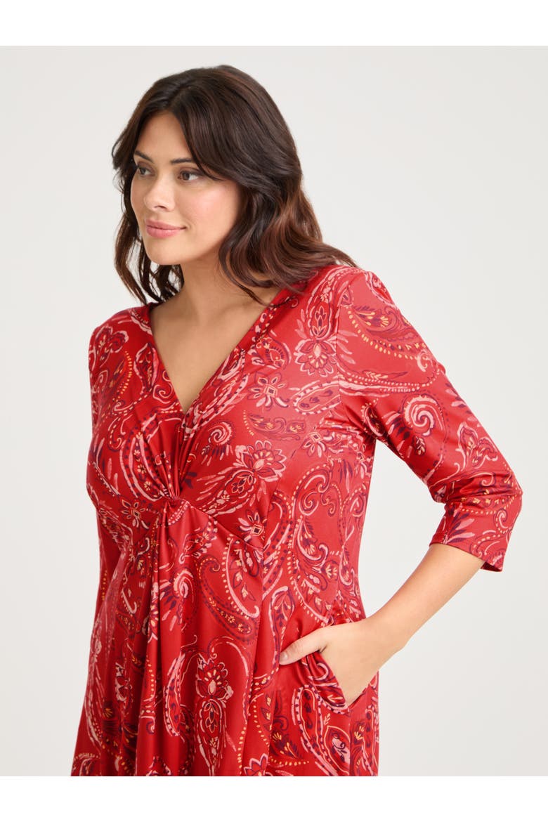 Claudia Peach Touch Knot Front Dress, Alternate, color, Red Paisley