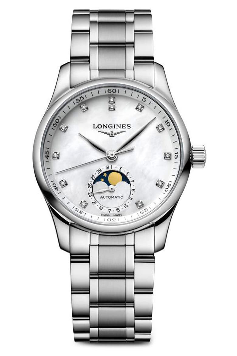Master Collection Automatic Diamond Bracelet Watch, 34mm, Main, color, MOTHER OF PEARL