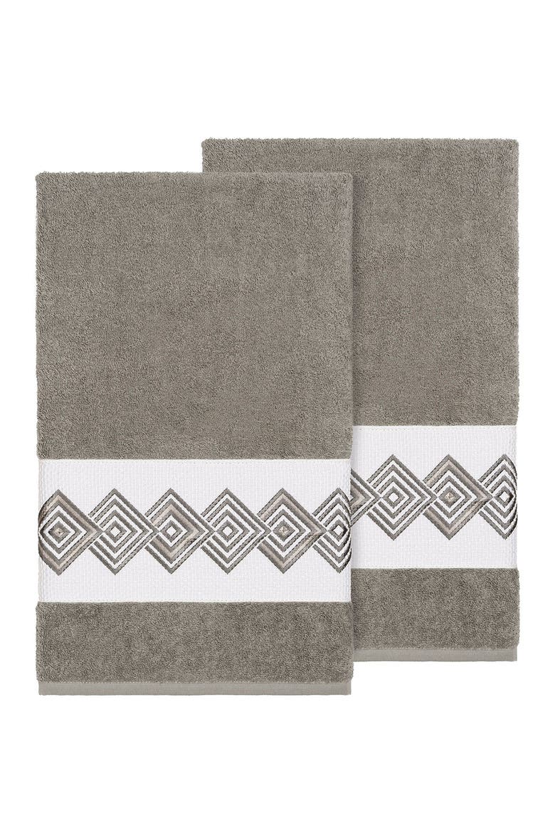 Noah Embellished Bath Towel - Set of 2 - Dark Grey, Main, color, DARK GREY