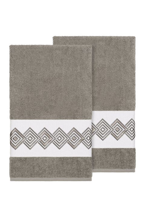 Noah Embellished Bath Towel - Set of 2 - Dark Grey