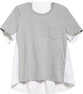 Sacai Mixed Media Poplin & Jersey Top
