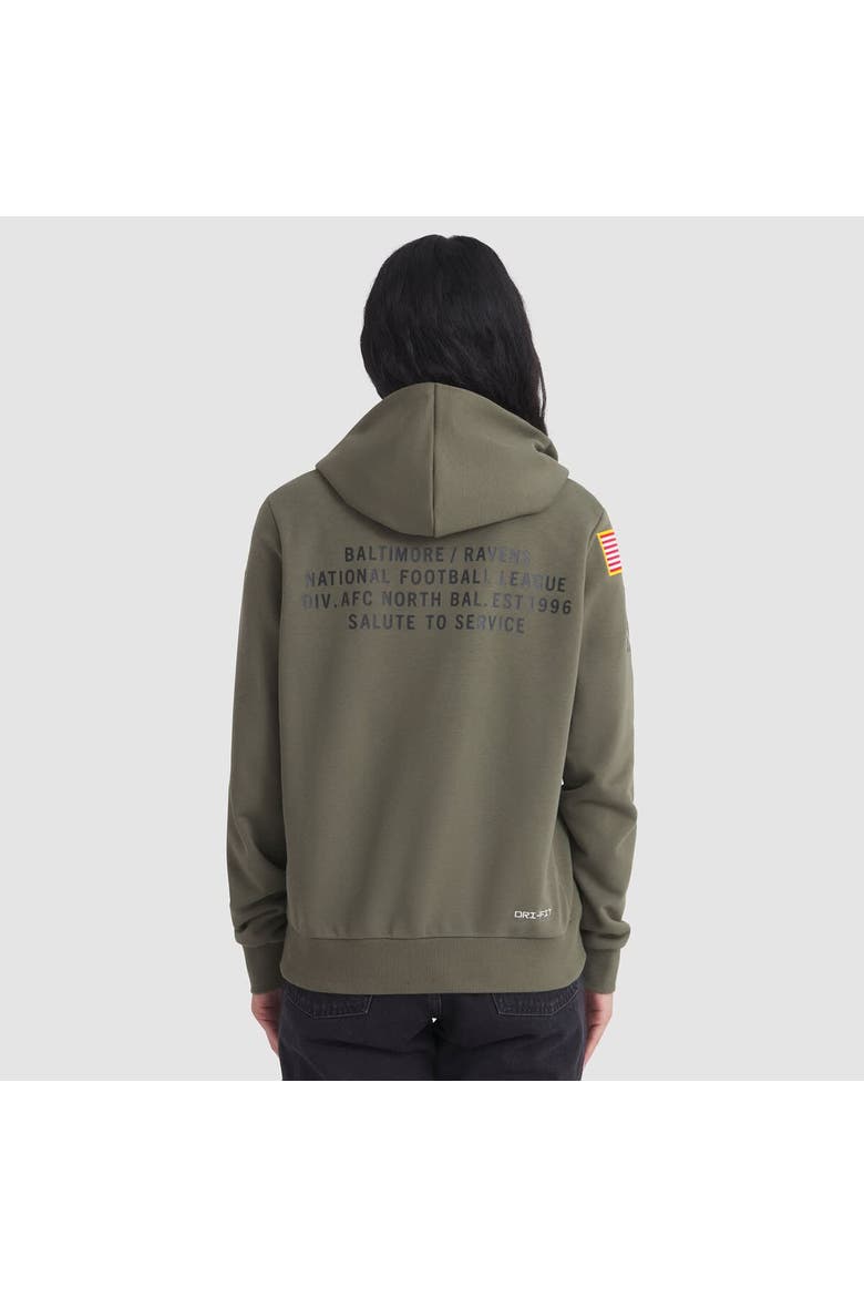 Women's Nike Olive Baltimore Ravens 2025 Salute to Service Sideline Standard Issue Dri-FIT Hoodie, Alternate, color, Olive