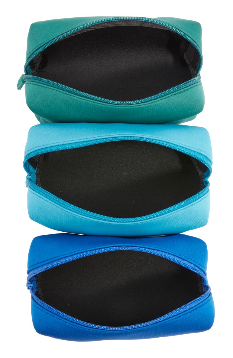 BaubleBar Take It Away Set of 3 Storage Pouches, Alternate, color, Blue