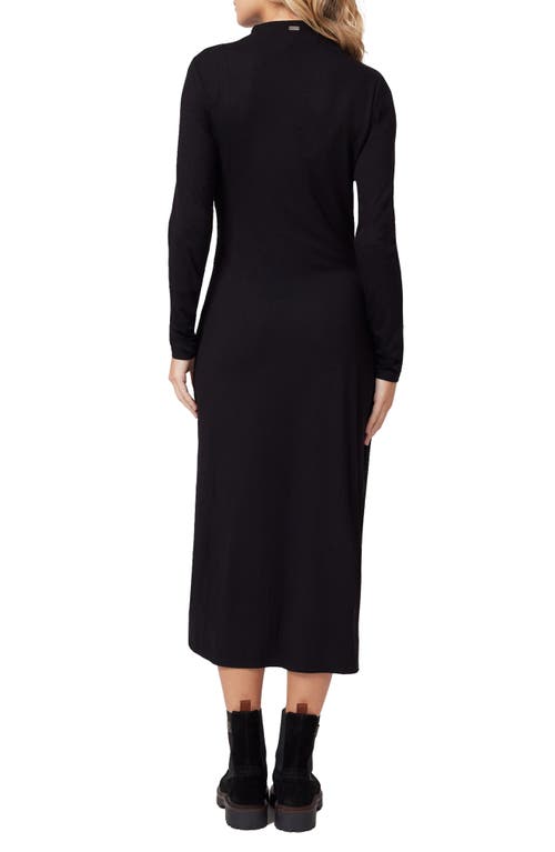 Scotch & Soda Asymmetric Ruched Long Sleeve Dress In Black